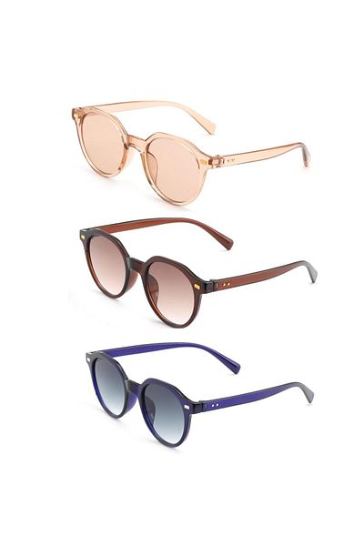 Lozzo Triple Advantage Set Unisex Uv400 Protection Oval Sunglasses 23007