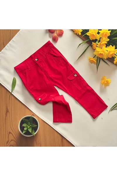 Nanica Kids Side Pocket Gabardine Pants Red