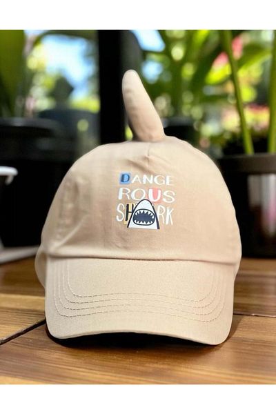 Balgüneş Tekstil 1/3 Years Dangerous Shark Boy's Cap (48-50 cm) Beige