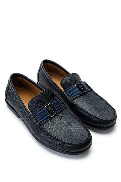 Valentino Men's Genuine Leather Blue Loafer Shoes