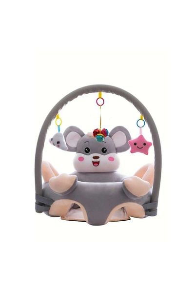OEM Fotoliu bebe 3D, Soricel, cu arcada si jucarii, multicolor, 55 cm