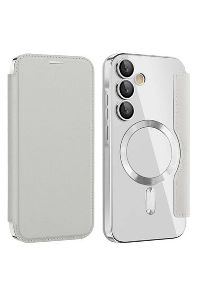 SKYDDAR INNOVATION Case for Samsung Galaxy A35 5G, SmartMag Book, Magsafe, RFiD, Card Holder, sticker set, Gray