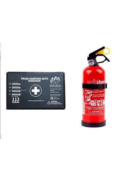 motor starter Kit siguranta auto, Trusa medicala si Stingator P1 cu manometru