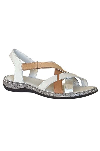 CEX 25Y Nbl10 White Women's Genuine Leather Casual Sandals