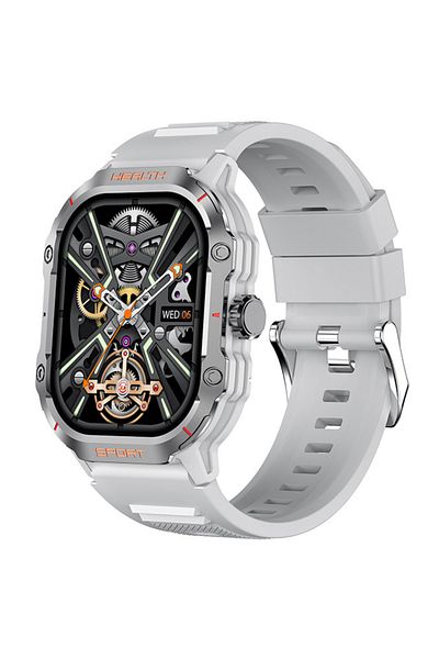 OEM Smartwatch IXIU® HK24, 2.01" AMOLED, BT 5.3, Health & Sports, Silver, Men
