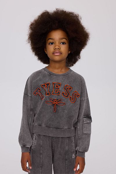 Tyess Girl Grey Melange Sweatshirt