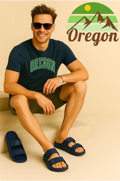 Oregon Shoes Feelup Comfort Sole Eva Ανδρική παραλία Πισίνα Sea Daily Velcro Παντόφλες Navy Blue