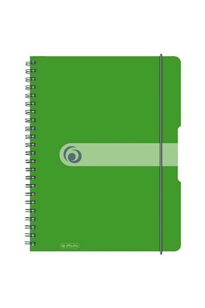 Herlitz EOTG Spiral Notebook A4, Color Green, Material PP, 80 Sheets, Grid Format, Elastic Band