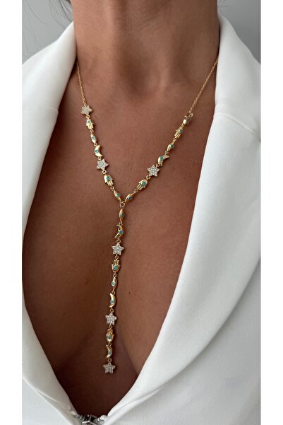 Vi store İthal Mavi Opal taşlı Y Kolye