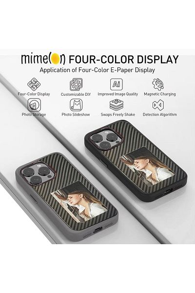 Mimelon Smart E Ink Case for Iphone 14 pro & pro max, 4 Color Photo Ink Cover for iphone 14 pro max