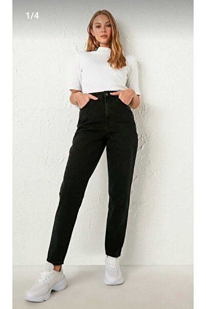 Lixera Pantaloni Mom Jean cu talie înaltă din Lycra neagră Luise