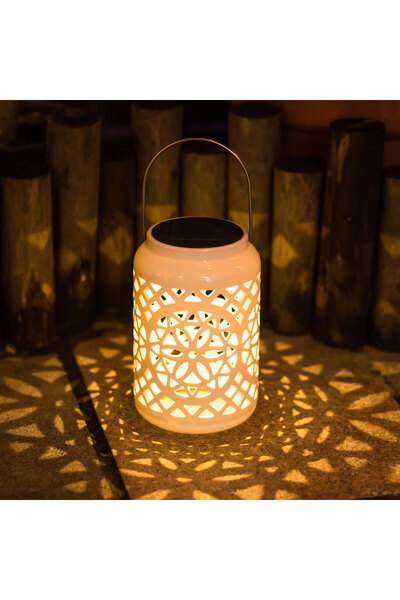 OEM Felinar decorativ solar, LED, pentru exterior, 12x12x18.5cm, alb