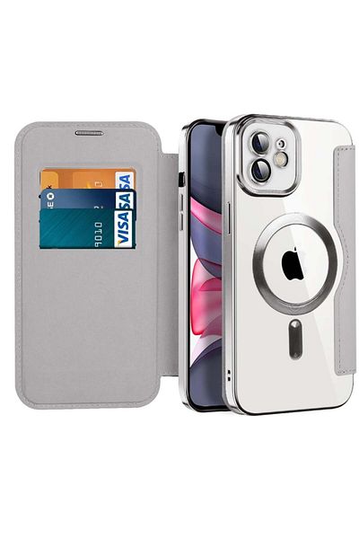 SKYDDAR INNOVATION Case for iPhone 11, SmartMag Book, Magsafe, RFiD, Card Holder, sticker set, Gray