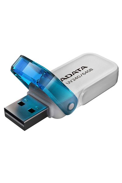 Adata Usb Stick Uv240, 64g, Usb 2.0, Flip Cover, White