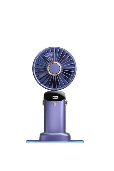 Luoistu Ventilator portabil de mână cu bază, funcționare cu baterii, 8 ore, afișaj digital, 5 viteze, reglabil