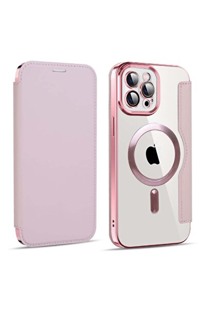 SKYDDAR INNOVATION Husă pentru iPhone 11 Pro Max, SmartMag Book, Magsafe, RFiD, suport pentru carduri, set de autocolante, roz