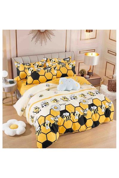 OEM Elegant Double Bed Set of 6 Pieces, Cotton Finet, Elastic Bed Sheet 180x200cm, 4 Pillowcases, Duvet