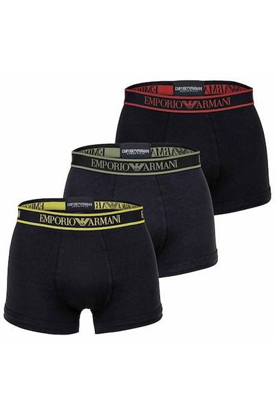 Emporio Armani Set de boxeri cu talie cu logo - 3 bucăți, negru, L