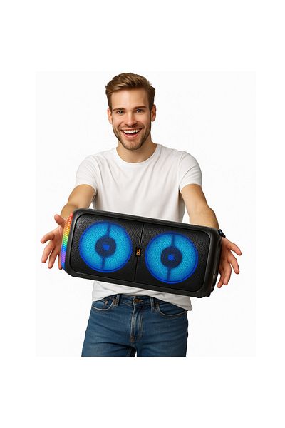 Blasko Boxa portabila Bluetooth cu Acumulator Incorporata, 2x10W PMPO, efecte luminoase, 2 difuzoare