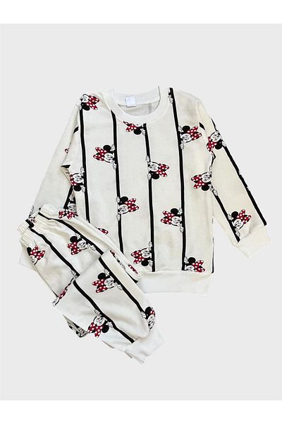 ALİŞ KİDS Girls' Cotton Hooded White Long Sleeve Pajama Set