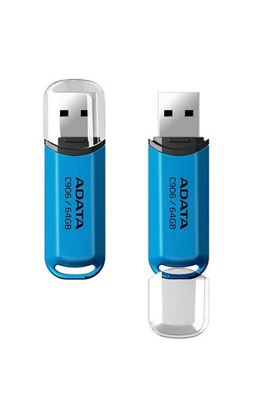 Adata Ac906 64g Usb Stick, Usb 2.0, Compact And Reliable, Blue