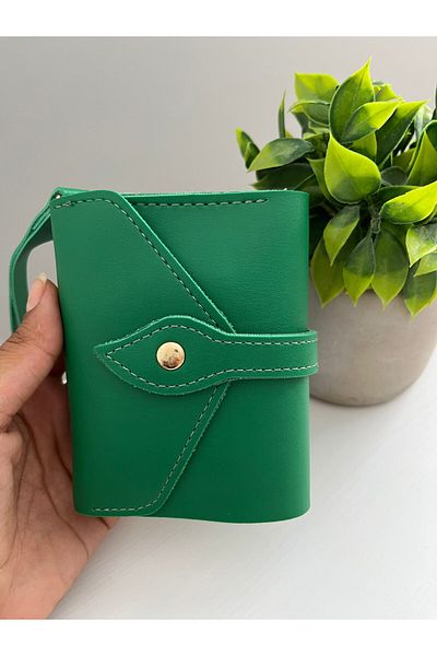 ESNEVA Green Color Mini Multi-Eye Coin Compartment Envelope Model Women's Wallet