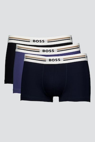 BOSS , Boxer Set with Logo - 3 Pairs, Black, Dark Blue, Navy, XL