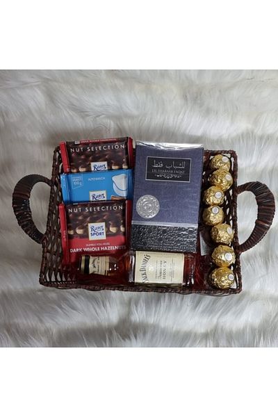 HIRIS SET Men's Gift Basket – Lil Shabaab Faqat Perfume + Jack Daniel's Honey + Pralines & Premium Chocolate