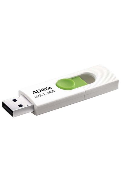 Adata Uv320 Usb Stick, 64g, Usb 3.1, Sliding Design, White/green