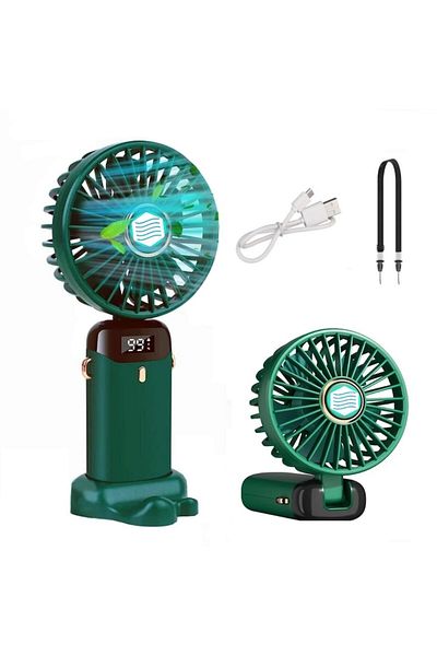 Air Ventilator portabil cu aromaterapie, 5 în 1, pliabil la 90°, 5 niveluri de viteză, ecran LCD, suport pentru telefon,