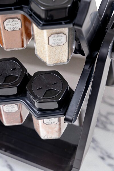 Nandy Home Set de 12 recipiente pentru condimente cu 2 etichete cadou din 30 de bucăți – 360 °   Suport rotativ, cu suport pentru agățat pe perete