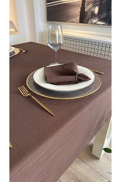 Decamor home Pack of 6 Linen Textured Brown Fabric Napkins
