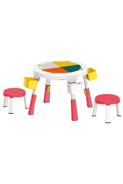 OEM Masa compatibila Lego pliabila cu 2 scaune incluse roz