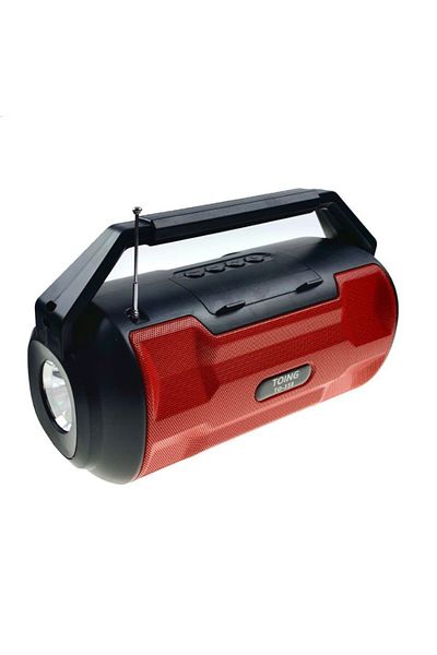 TOING Portable bass speaker with flashlight, solar and electric charging red