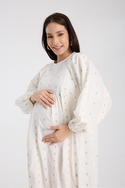 LİYACA Brode Applied Tesetture Maternity Dress