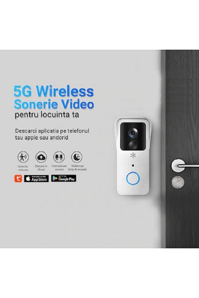 ROHS Sonerie inteligentă Spy® Pro Wifi cu cameră video FullHD de 2MP, vedere nocturnă