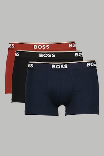 BOSS , Set of boxers made from cotton blend with logo waistband - 3 pairs, Black, Dark Red, Navy, Siz