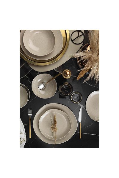 Kütahya Porselen Soho Dinner Set, 24 Pieces, 6 People, Porcelain, Cinnamon, Kutahya Porselen