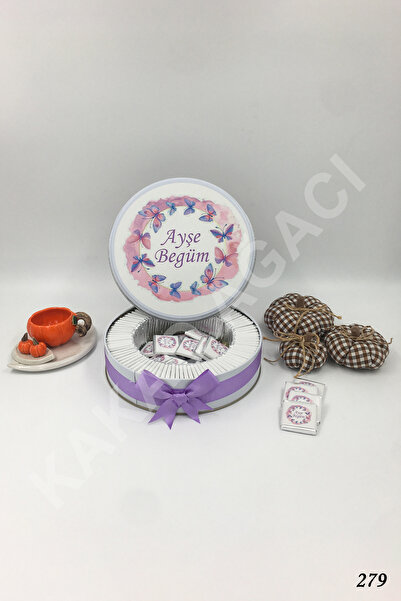 KAKAO AĞACI 100 ADET MOR KELEBEKLİ KIZ BEBEK ÇİKOLATASI