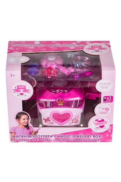 divendi-ro Cutie magică de bijuterii cu accesorii și bijuterii incluse, cu lumini și muzică, roz