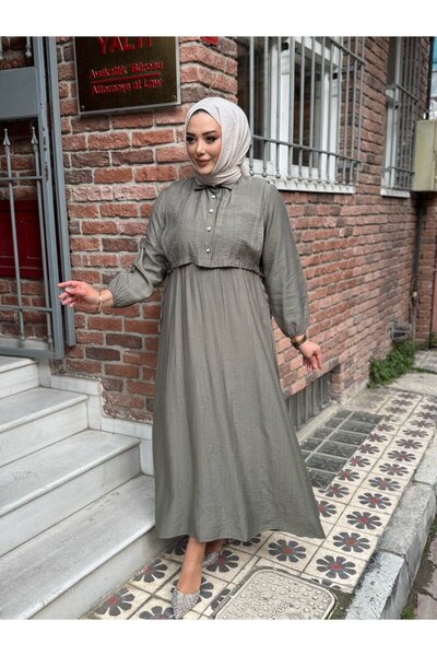 SHEZAN MODA Women's Khaki Strawberry Fabric Bolero Button Front Side Tie Doub...