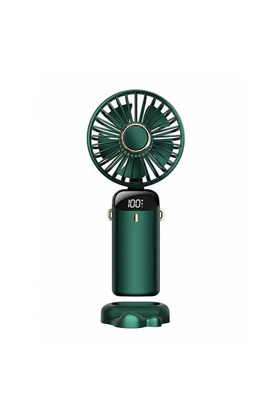OEM Portable Fan, 5 Speeds, Foldable, LCD Screen, 5000mAh, Green