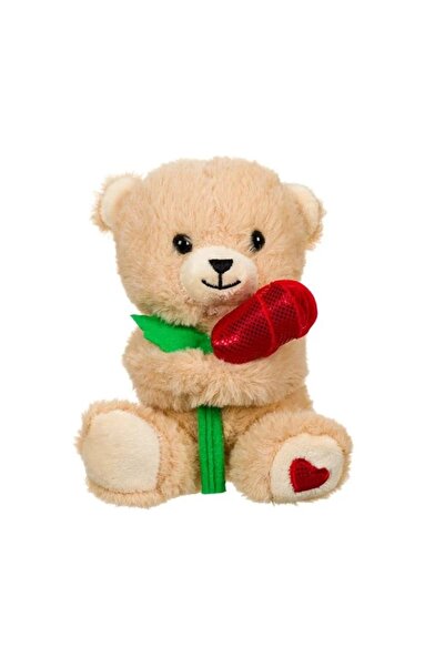 divendi-ro Ursuleț de pluș cu trandafir roșu, 12×9×15 cm, bej