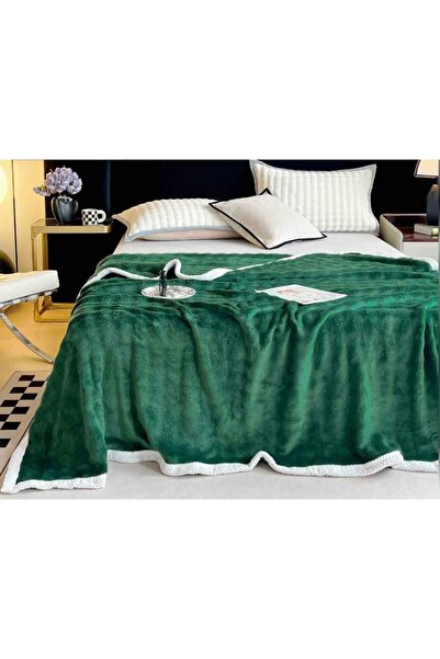 OEM Soft and fluffy cocolino blanket with white border 200x230cm, 2 Persons, MS STAR, Green