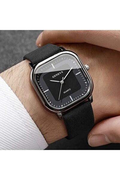 Feronnucci Erkek Siyah Deri Kordonlu Kare Analog Kol Saati ST-609