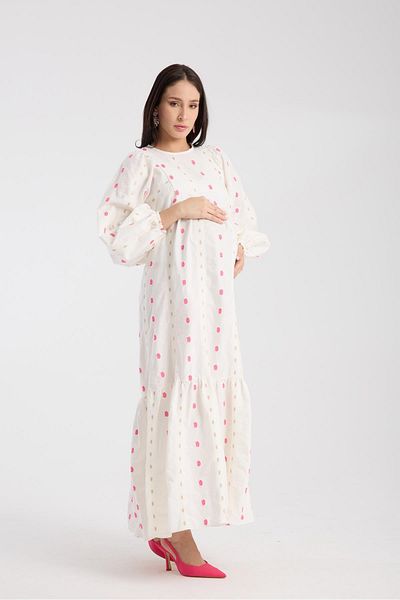 LİYACA Brode Applied Tesetture Maternity Dress