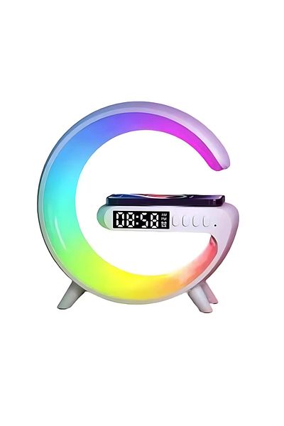 Blasko Boxa Portabila 4 în 1 cu LED RGB, Ceas, Incarcare Wireless, Lumina de Veghe si Radio FM