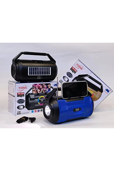 TOING Portable bass speaker with flashlight, solar and electric charging blue