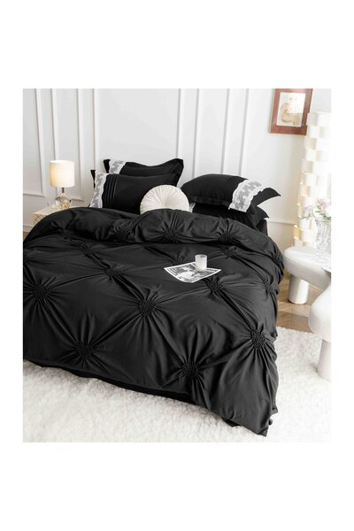 JOJO HOME Set Lenjerie de pat uni cu dantela si pliuri in forma de inima, Jojo Home, JFH12