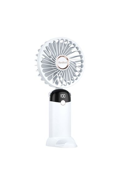 Redkid Ventilator ultraportabil, Redkid®, 3 în 1, portabil, pentru birou, pentru gât, 6 niveluri de viteză, pliabil, ecran LCD,